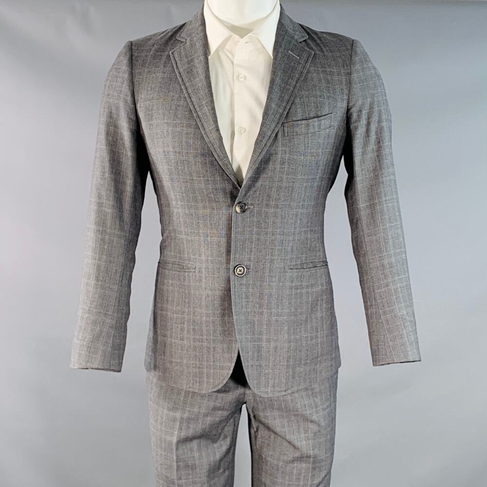 BAND OF OUTSIDERS Size 38 Regular Grey Glenplaid Wool Notch Lapel Suit